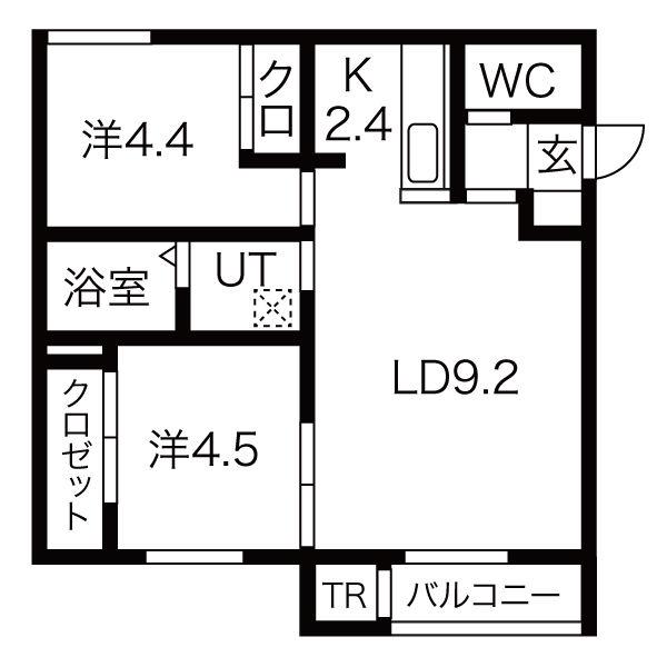 フルシュ(2LDK/2階)の間取り写真