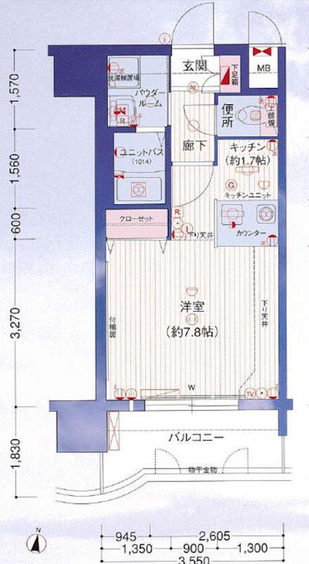 プレサンス名古屋駅前(ワンルーム/8階)の間取り写真