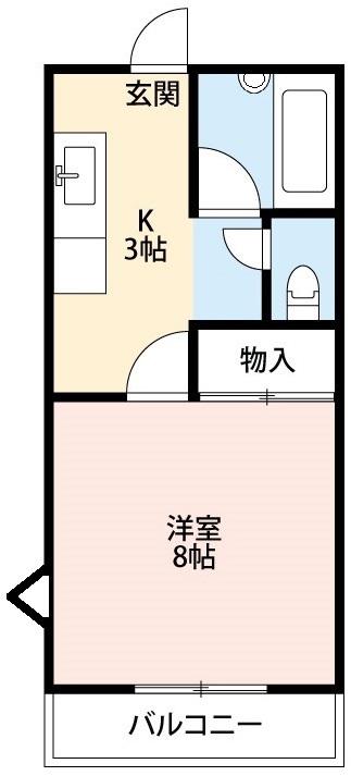 ブローニィ山本B(1K/1階)の間取り写真