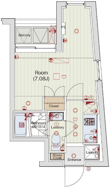 セリュークス品川東大井II(1K/2階)の間取り写真
