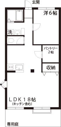 グリーンパーク田園1号(1LDK/1階)の間取り写真