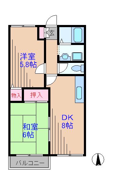 サニーハウス(2DK/1階)の間取り写真