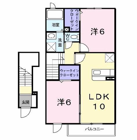 リーシェスII(2LDK/2階)の間取り写真