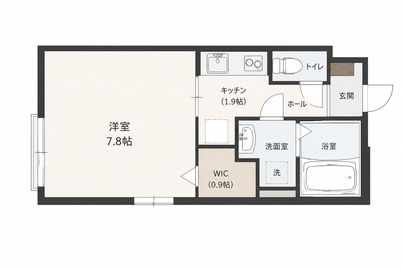 ユアメゾン宇品西(1K/1階)の間取り写真