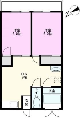ファストマンション(2DK/2階)の間取り写真