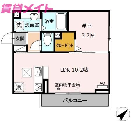 ラ フレーズ(1LDK/1階)の間取り写真
