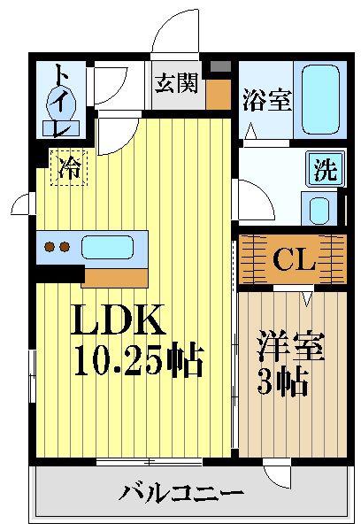 ヴェルドミールB(1LDK/2階)の間取り写真