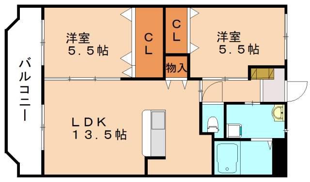 ユーミーTRM24(2LDK/2階)の間取り写真