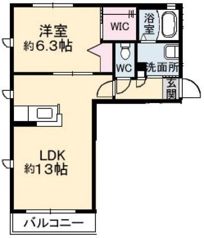 沖洲 清流荘 1(1LDK/1階)の間取り写真