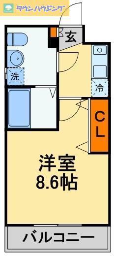 ププレ津田沼(1K/3階)の間取り写真
