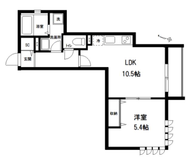 ソレイユ小竹向原(1LDK/2階)の間取り写真