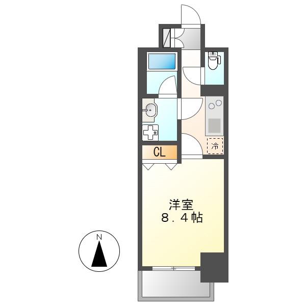 ECRIN 上前津(1K/8階)の間取り写真