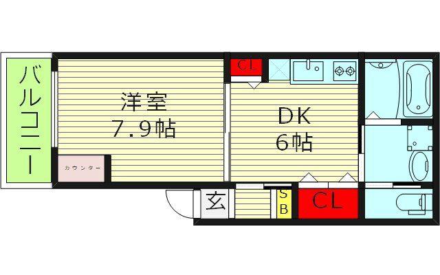BELLEVUE生野西(1DK/1階)の間取り写真