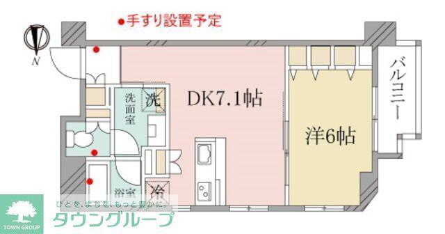 イーリスコート桜上水(1DK/6階)の間取り写真