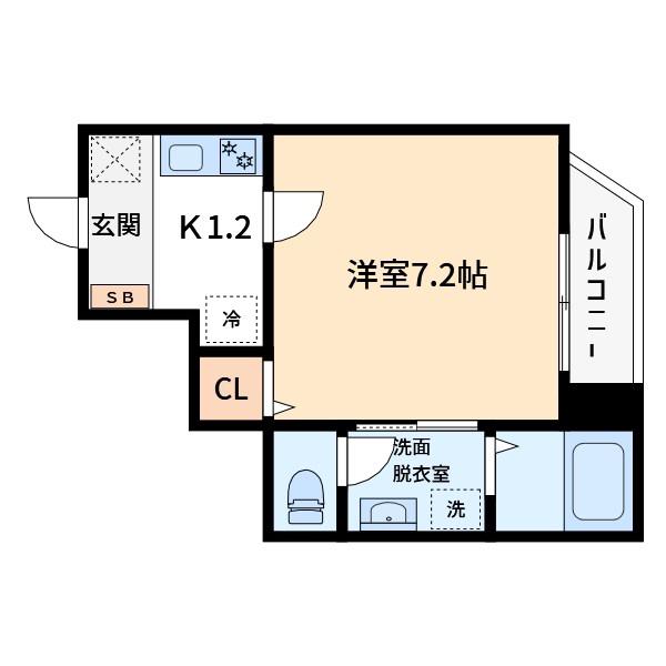 カーサ山喜(1K/3階)の間取り写真