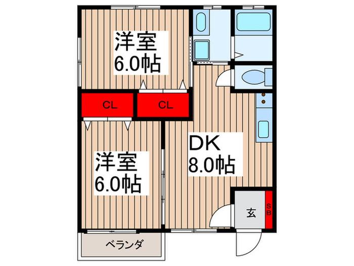 グリーンテラスA(2DK/1階)の間取り写真