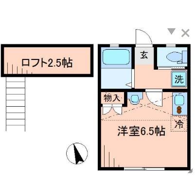 シモンズホール(ワンルーム/2階)の間取り写真