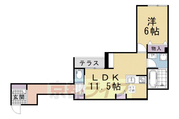 ベルリードMILLESIME 寺町(1LDK/1階)の間取り写真