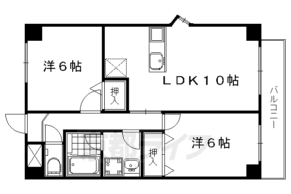 DEAR PLACE梅津1(2LDK/2階)の間取り写真