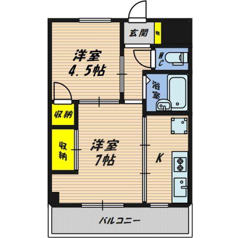 エルパラッツォ京橋(2K/2階)の間取り写真