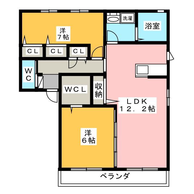 サニードームII(2LDK/1階)の間取り写真