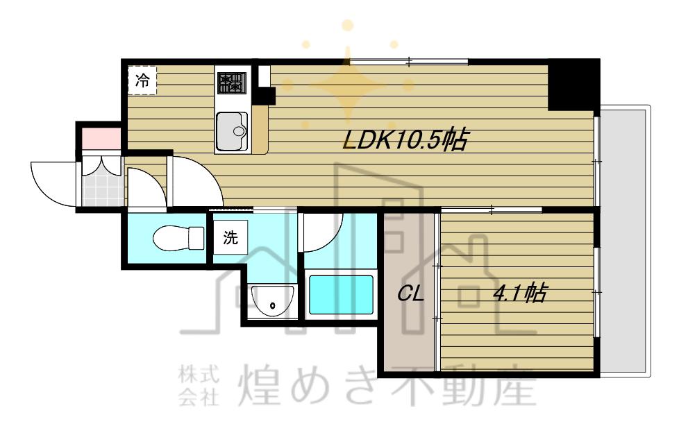 エスペランサ西田(1LDK/4階)の間取り写真