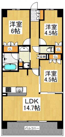 レーベン清瀬 THE TOWER(3LDK/18階)の間取り写真