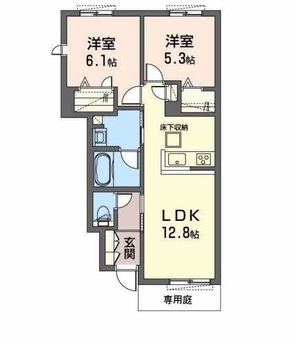 ウィステリア(2LDK/1階)の間取り写真