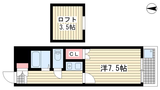三木HOUSE(1K/2階)の間取り写真