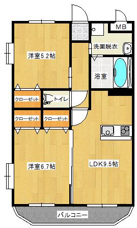 サープラス(2LDK/2階)の間取り写真