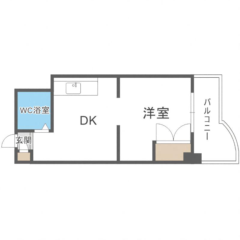サウスフォーI(1DK/5階)の間取り写真