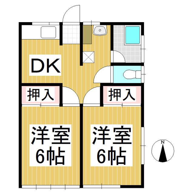 寺沢アパート B(2DK/1階)の間取り写真