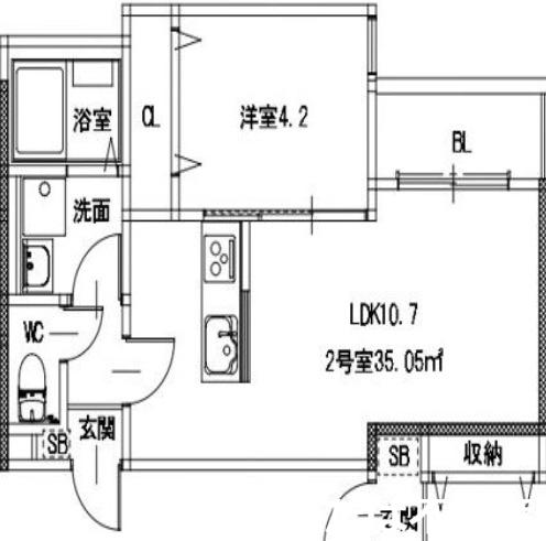 横手南町AP A棟(1LDK/1階)の間取り写真