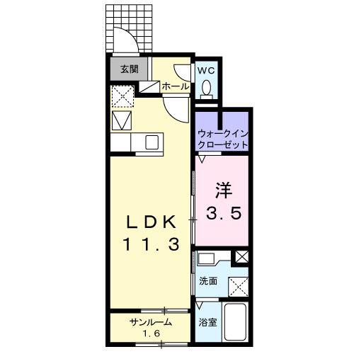 ル・ボナール A(1LDK/1階)の間取り写真