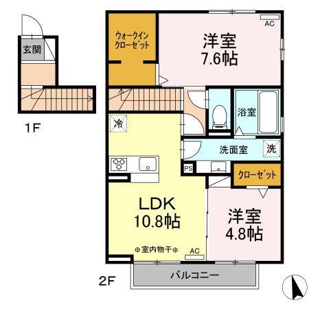 ウィット赤塚橋 A棟(2LDK/2階)の間取り写真
