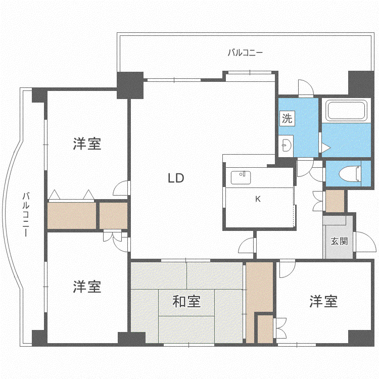 エメラルドグリーン中の島(4LDK/1階)の間取り写真