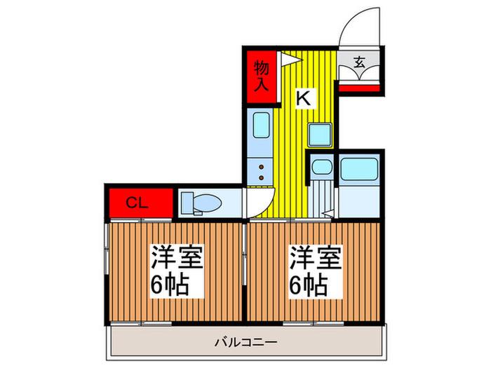 第五藤島マンション(2K/4階)の間取り写真