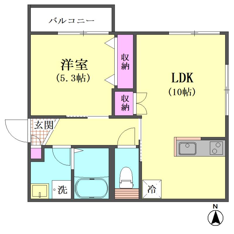 EAU ROUGE(1LDK/2階)の間取り写真