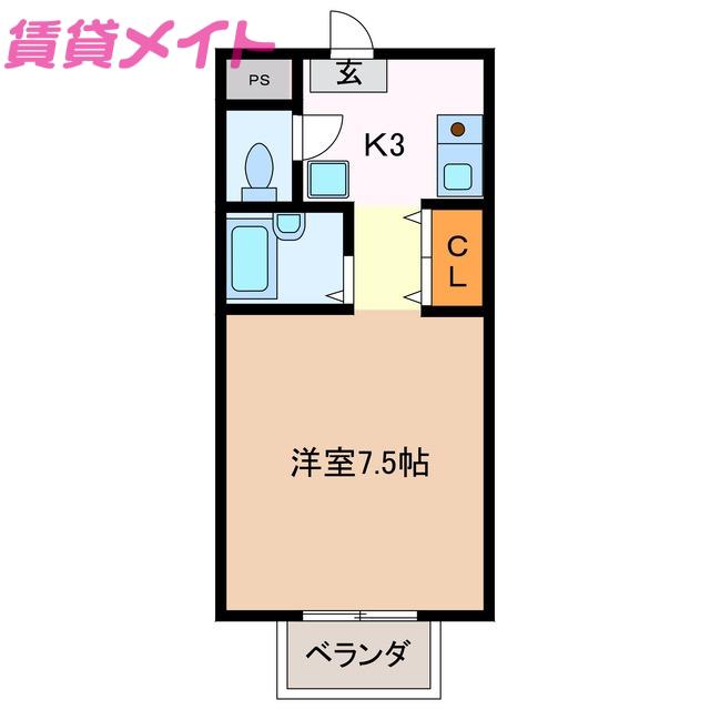 モアフレンド(1K/2階)の間取り写真