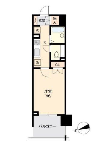 HF仙台長町レジデンス(1K/9階)の間取り写真