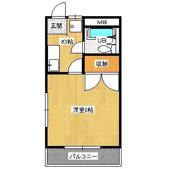 サンシャイン栄光(1K/3階)の間取り写真