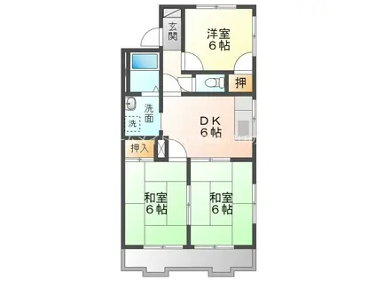 グリーンステージ堂坂B(3DK/1階)の間取り写真