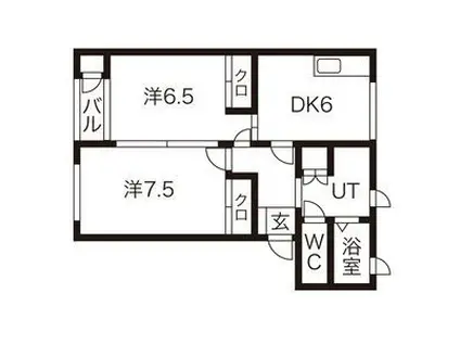 ストリームB(2DK/2階)の間取り写真