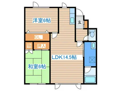 ウッドリームハイツ(2LDK/2階)の間取り写真