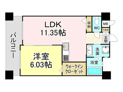 サンシャイン熊本(1LDK/2階)の間取り写真