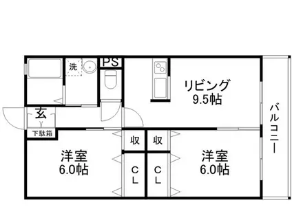 ＪＲ東海道本線 栗東駅 徒歩20分 2階建 築21年(2LDK/1階)の間取り写真