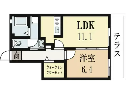 ローザンヌ(1LDK/1階)の間取り写真