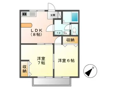 ブレッシングビューティー(2DK/2階)の間取り写真