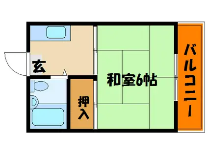大蔵ハイユニ(1K/2階)の間取り写真