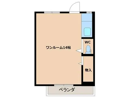フェリオ東上関(ワンルーム/1階)の間取り写真